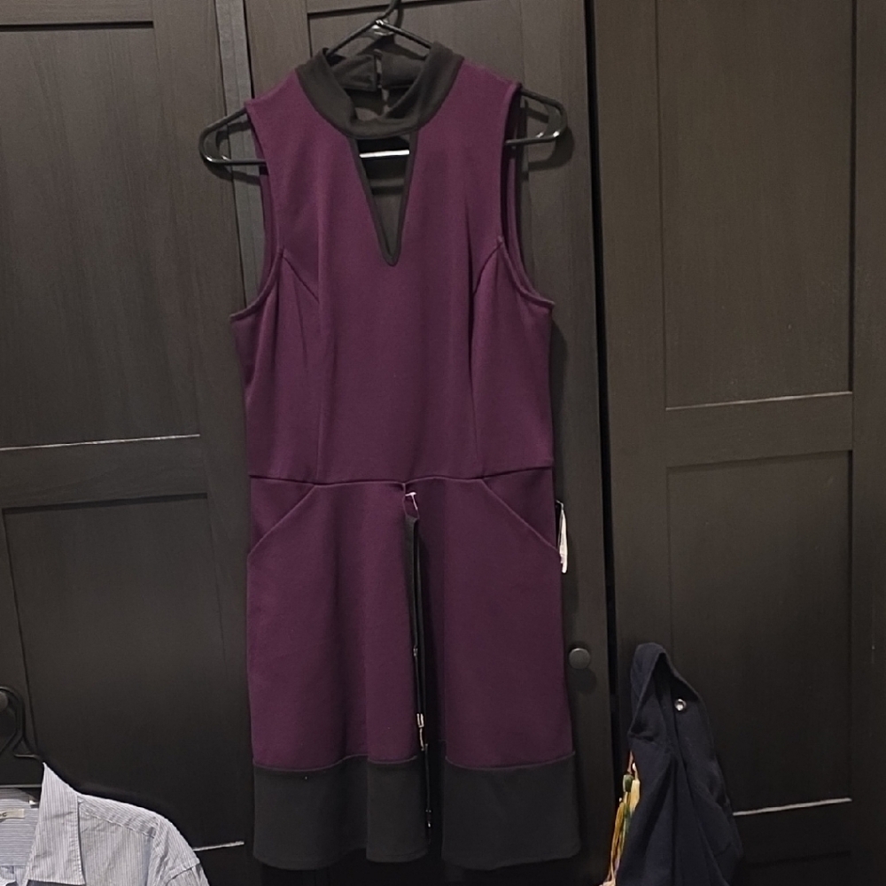 NWT BCX Purple and Black Midi Dress